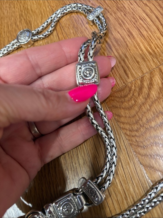 Brighton silver plated chain belt double wheat with hearts chain size Small main image 5